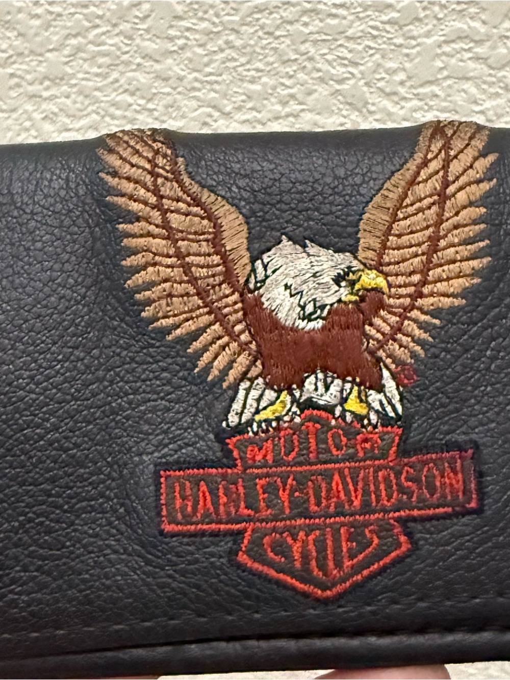 Vintage Harley-Davidson Black Embroidered Eagle Biker Wallet 6”X3.5” NO CHAIN - Picture 6 of 15